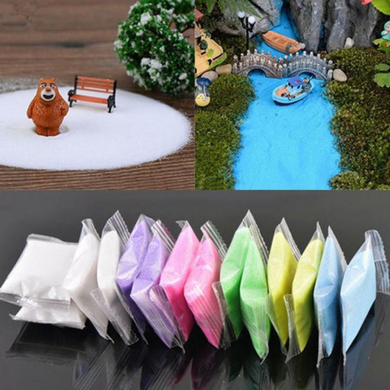Picture of Blue 1 Bag Quartz Sand Fairy Garden Artificial Powder Mini Tree Snow Micro Landscaping Decoration Craft DIY Sand Table Accessories
