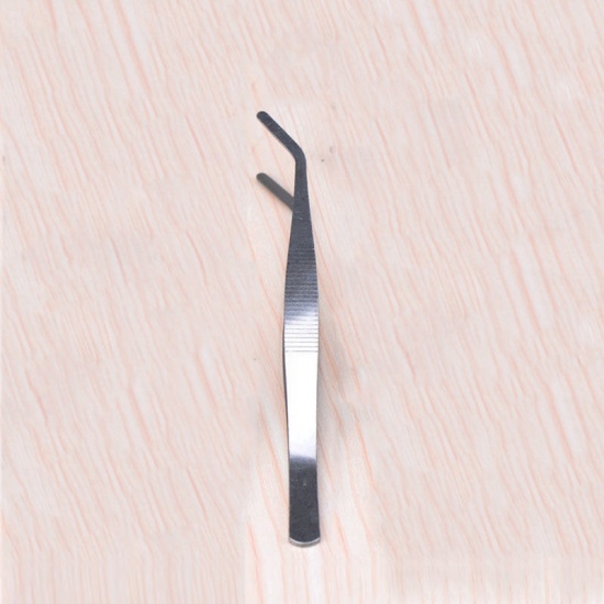 Picture of Silver Tone - Style4 Straight Curved Forceps Home Yard New Stainless Steel Micro Landscape Bonsai Tweezer Garden Tool DIY