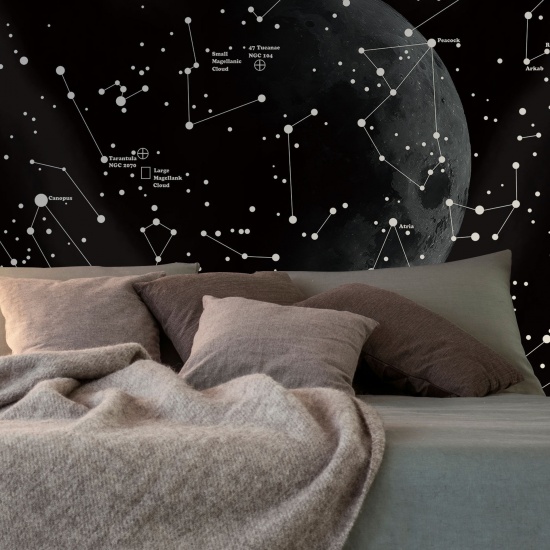 Image de Tapisserie Noir Rectangle Galaxie Univers 150cm x 130cm, 1 Pièce