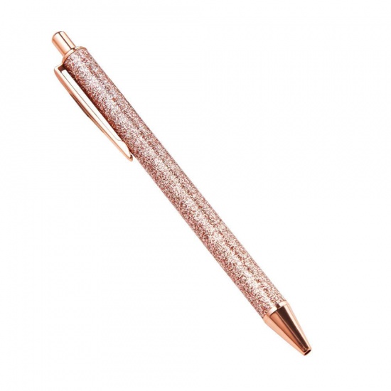 Picture of Pink blue flower color metal press creative gift ball pen bullet bullet type 1.0 pen head