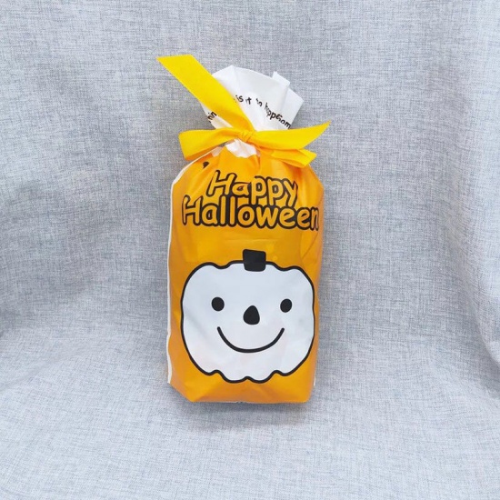 Picture of Packing & Shipping Bags White & Yellow Halloween Pumpkin Pattern 23.5cm x 15cm , 10 PCs