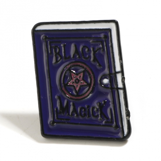Picture of Halloween Pin Brooches Book Blue Violet Enamel 25mm x 21mm, 1 Piece