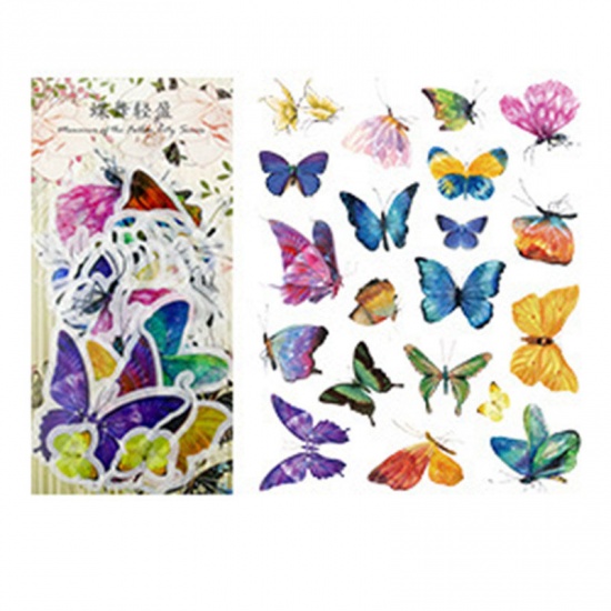 Picture of Multicolor - Butterfly Dance Lightweight Memories Allure Series and Paper Sticker Bag Creative Handbook DIY Decorative Sticker Handbook Album Diary and Paper Sticker Pack 60 Pieces