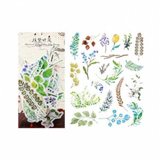 Picture of Multicolor - The leafy leaves recall the Allure series and paper sticker bag Creative hand account DIY decorative stickers hand account album diary and paper sticker package 60 pieces into