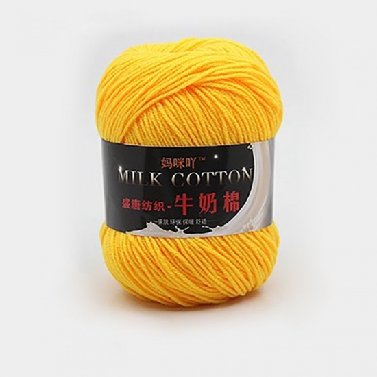 Picture of Cotton Blend Super Soft Knitting Yarn Yellow 2mm, 1 Ball