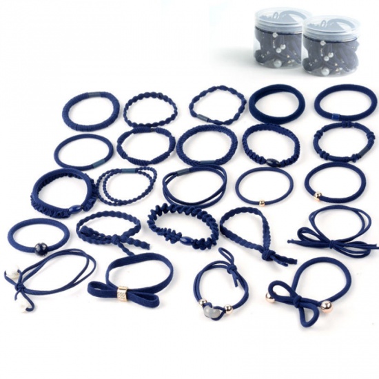 Picture of Elastic Band Hair Ties Band Navy Blue 5.5cm, 1 Set ( 24 PCs/Set)