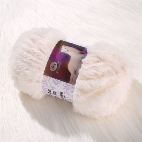 Bild von Cremeweiß - Kunstpelzimitat Samt dicke Wolle handgewebt