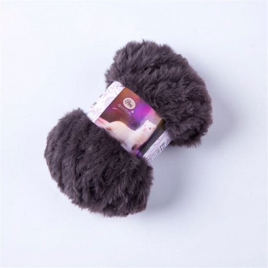 Immagine di Grigio scuro - Tessuto in lana spessa di velluto a finta pelliccia sintetica