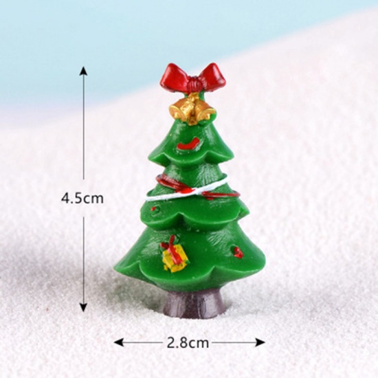 Изображение Смола Микро-ландшафтный миниатюрный декор Зеленый Рождественская елка 4.4см x 3см, 1 ШТ