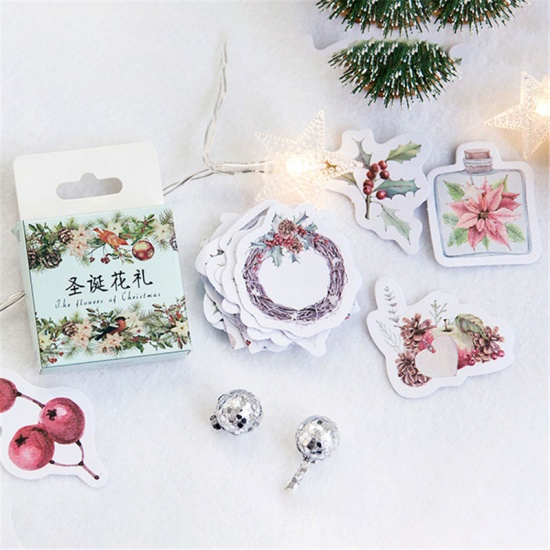 Picture of Christmas flower decoration sealing sticker 45 pcs/box