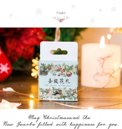 Picture of Christmas flower decoration sealing sticker 45 pcs/box