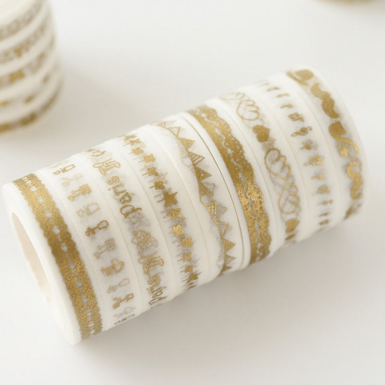 Picture of Adhesive Washi Tape Golden At Random 8mm, 1 Piece (Approx 7 M/Roll)