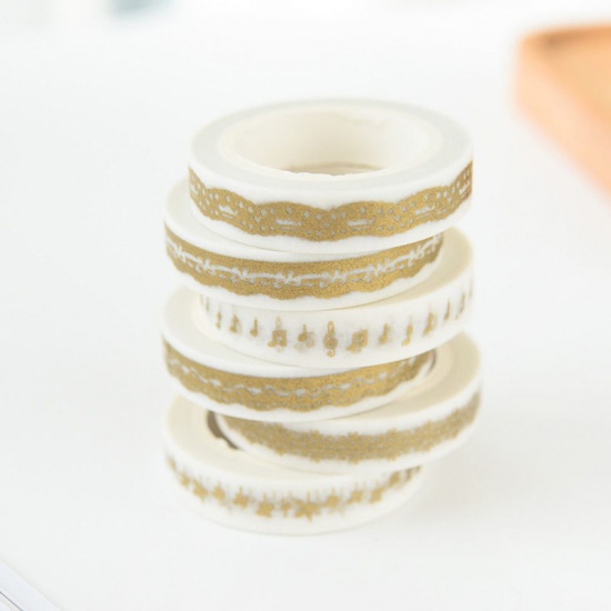 Picture of Adhesive Washi Tape Golden At Random 8mm, 1 Piece (Approx 7 M/Roll)