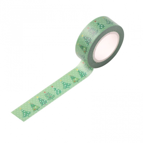 Picture of Adhesive Washi Tape Green Christmas Tree 15mm, 1 Piece (Approx 10 M/Roll)