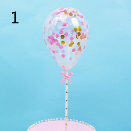 Bild von Milchsaft Kuchen Einlegekarten Ballon Blau Schleife Muster Paillette 1 Set