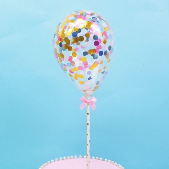Bild von Milchsaft Kuchen Einlegekarten Ballon Golden Schleife Muster Paillette 1 Set