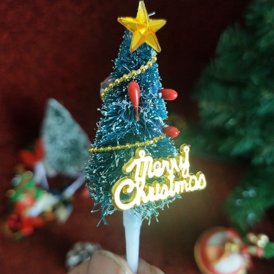 Immagine di Plastica Carta per auguri sulla torta Foglia Multicolore Natale Jingling Campanello Disegno 90mm x 60mm, 1 Pz