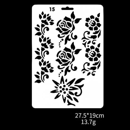 Picture of PET Drawing Template Flower Pattern White 27.5cm x 19cm, 1 Piece