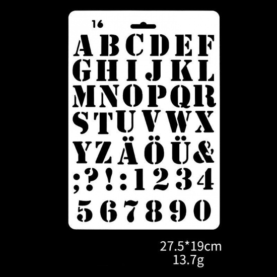Picture of PET Drawing Template Initial Alphabet/ Capital Letter Pattern White 27.5cm x 19cm, 1 Piece