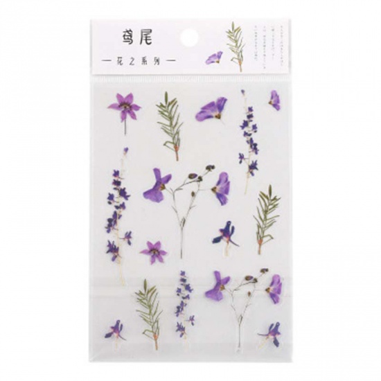 Picture of DIY Scrapbook Deco Stickers Purple Fleur-De-Lis 15cm x 10.5cm, 1 Set