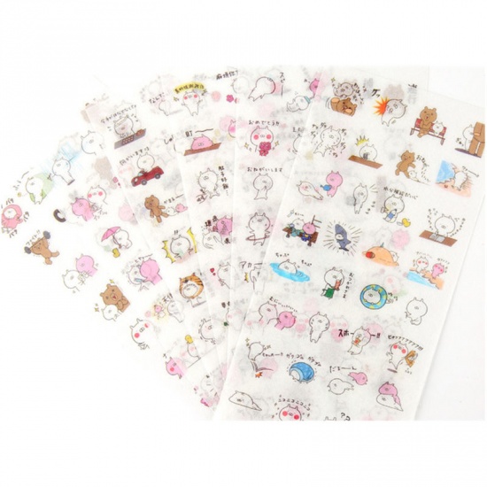 Picture of Paper DIY Scrapbook Deco Stickers Multicolor Rabbit Animal 16cm x 8cm, 1 Set ( 6 PCs/Set)