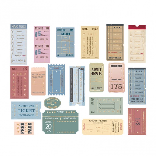 Picture of Paper DIY Scrapbook Deco Stickers Multicolor Ticket 15cm x 10cm, 1 Packet ( 40 PCs/Packet)