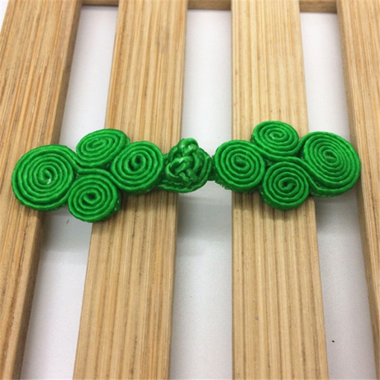 Picture of Satin Chinese Frog Buttons Green 70mm x 20mm, 1 Pair