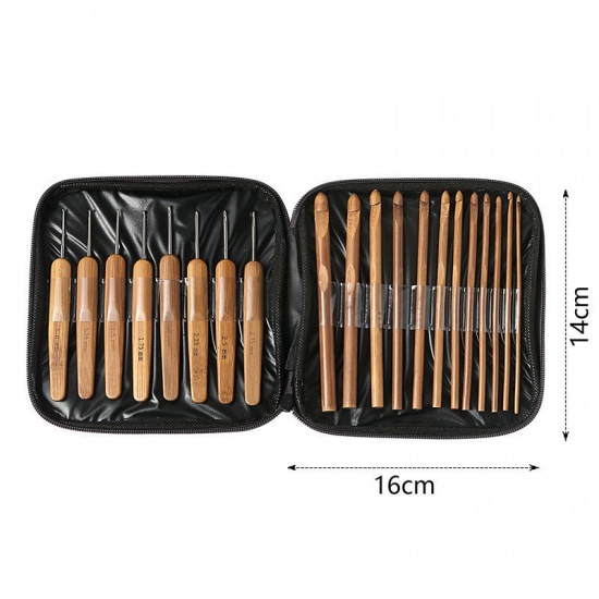 Picture of 2mm - 10mm Bamboo Crochet Hooks Needles Natural 1 Set ( 20 PCs/Set)