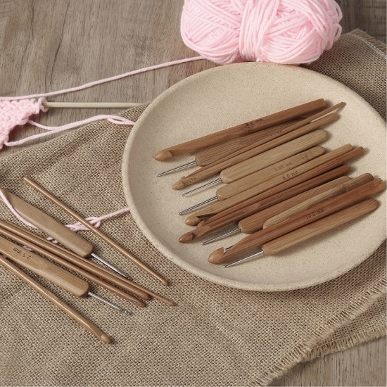 Picture of 2mm - 10mm Bamboo Crochet Hooks Needles Natural 1 Set ( 20 PCs/Set)