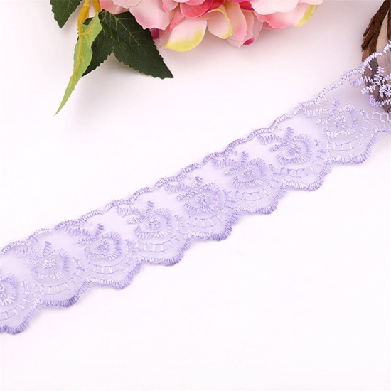 Picture of Polyester Lace Trim Mauve Embroidered 4.1cm, 10 Yards