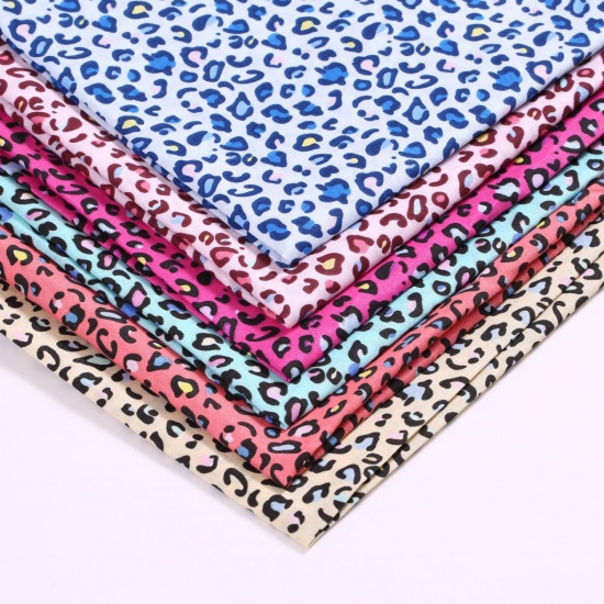 Immagine di Blue - Printing Polyester Leopard Print Pattern Fabric For DIY Masks Quilting Garment Patchwork (Width：150cm），1M