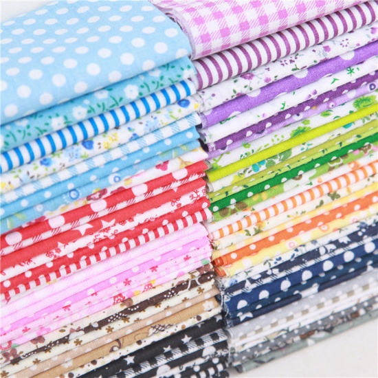 Picture of Orange - 7 Pcs 25x25cm DIY Patchwork Fabric Cotton Printed Cloth Set DIY Mask Sewing Material