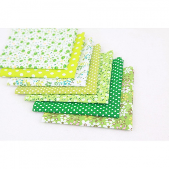 Picture of Green - 7 Pcs 25x25cm DIY Patchwork Fabric Cotton Printed Cloth Set DIY Mask Sewing Material