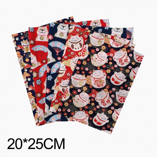Image de Multicolore - 5 pièces 20x25cm Tissu de patchwork bricolage Ensemble de tissu imprimé en coton Masque de bricolage Matériel de coutur