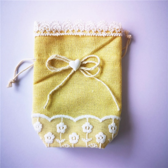 Immagine di Yellow - Fabric Drawstring Bags Rectangle，2 Pcs