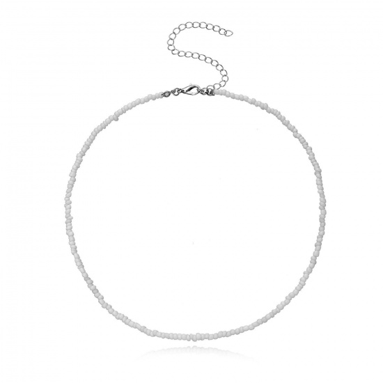Immagine di Stile Bohemien Collana di Perline Bianco Fatto a Mano lunghezza: 38cm, 1 Pz