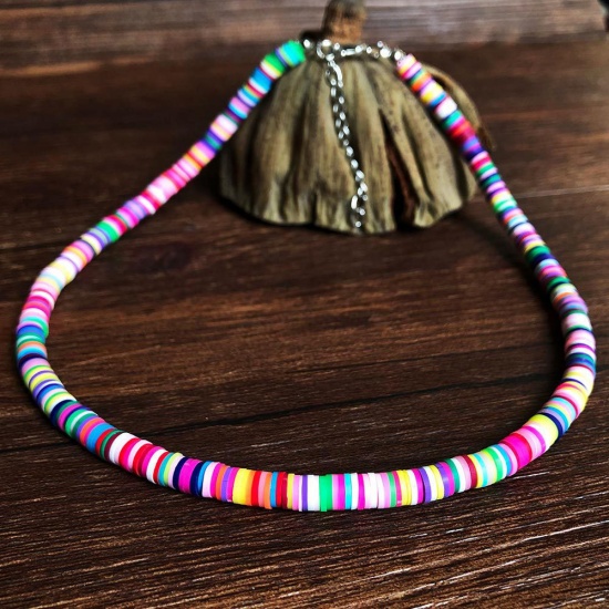 Picture of Polymer Clay Boho Chic Bohemia Katsuki Beaded Necklace Multicolor 40cm(15 6/8") long, 1 Piece