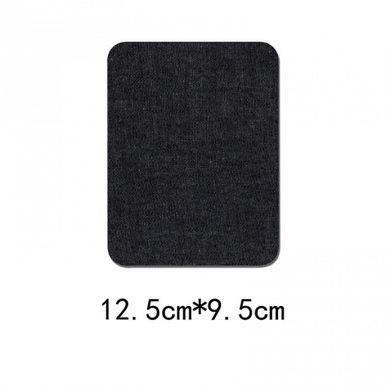 Bild von Fabric Appliques Patches DIY Scrapbooking Craft Black Rectangle 12.5cm x 9.5cm, 1 Piece