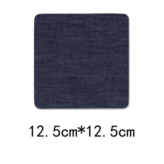 Picture of Fabric Appliques Patches DIY Scrapbooking Craft Dark Blue Square 12.5cm x 12.5cm, 1 Piece