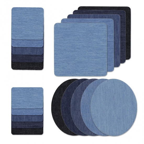 Picture of Fabric Appliques Patches DIY Scrapbooking Craft Dark Blue Square 12.5cm x 12.5cm, 1 Piece