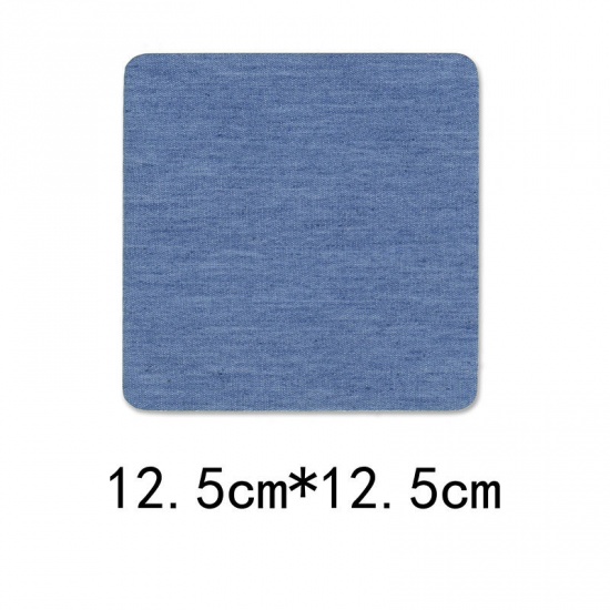 Picture of Fabric Appliques Patches DIY Scrapbooking Craft Skyblue Square 12.5cm x 12.5cm, 1 Piece