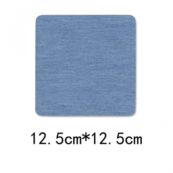 Bild von Fabric Appliques Patches DIY Scrapbooking Craft Light Blue Square 12.5cm x 12.5cm, 1 Piece
