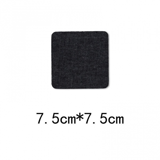 Picture of Fabric Appliques Patches DIY Scrapbooking Craft Black Square 7.5cm x 7.5cm, 1 Piece