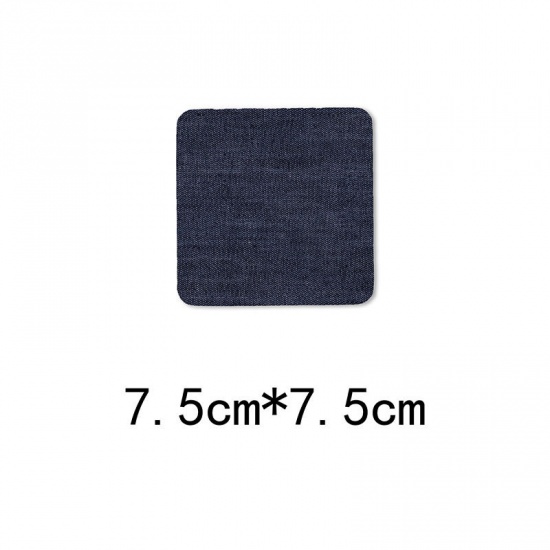 Picture of Fabric Appliques Patches DIY Scrapbooking Craft Dark Blue Square 7.5cm x 7.5cm, 1 Piece