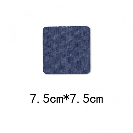 Picture of Fabric Appliques Patches DIY Scrapbooking Craft Royal Blue Square 7.5cm x 7.5cm, 1 Piece