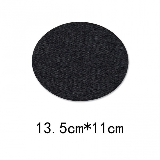 Bild von Fabric Appliques Patches DIY Scrapbooking Craft Black Oval 13.5cm x 11cm, 1 Piece