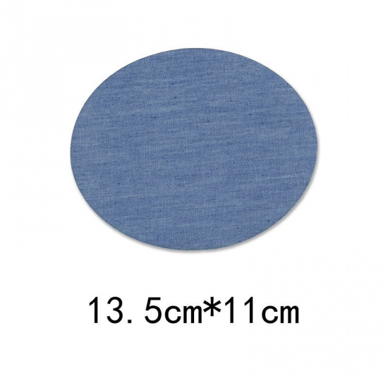 Изображение Ткань Аппликации DIY Скрапбукинг  ремесло Голубой Овальные 13.5см x 11см, 1 ШТ