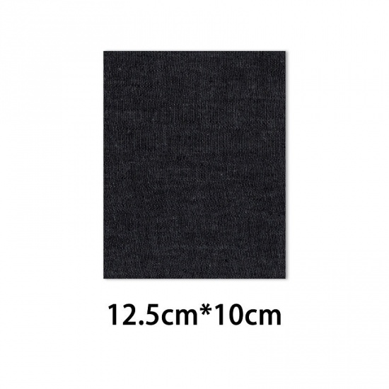Bild von Fabric Appliques Patches DIY Scrapbooking Craft Black Rectangle 12.5cm x 10cm, 1 Piece