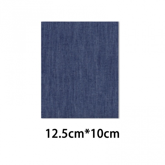 Picture of Fabric Appliques Patches DIY Scrapbooking Craft Royal Blue Rectangle 12.5cm x 10cm, 1 Piece