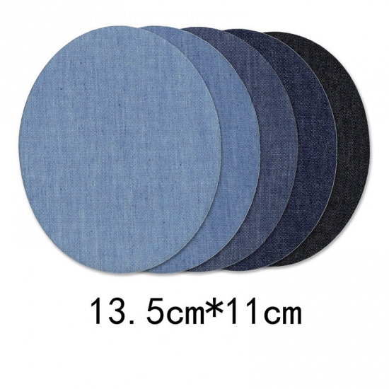 Picture of Fabric Appliques Patches DIY Scrapbooking Craft Mixed Color Oval 13.5cm x 11cm, 1 Set ( 5 PCs/Set)